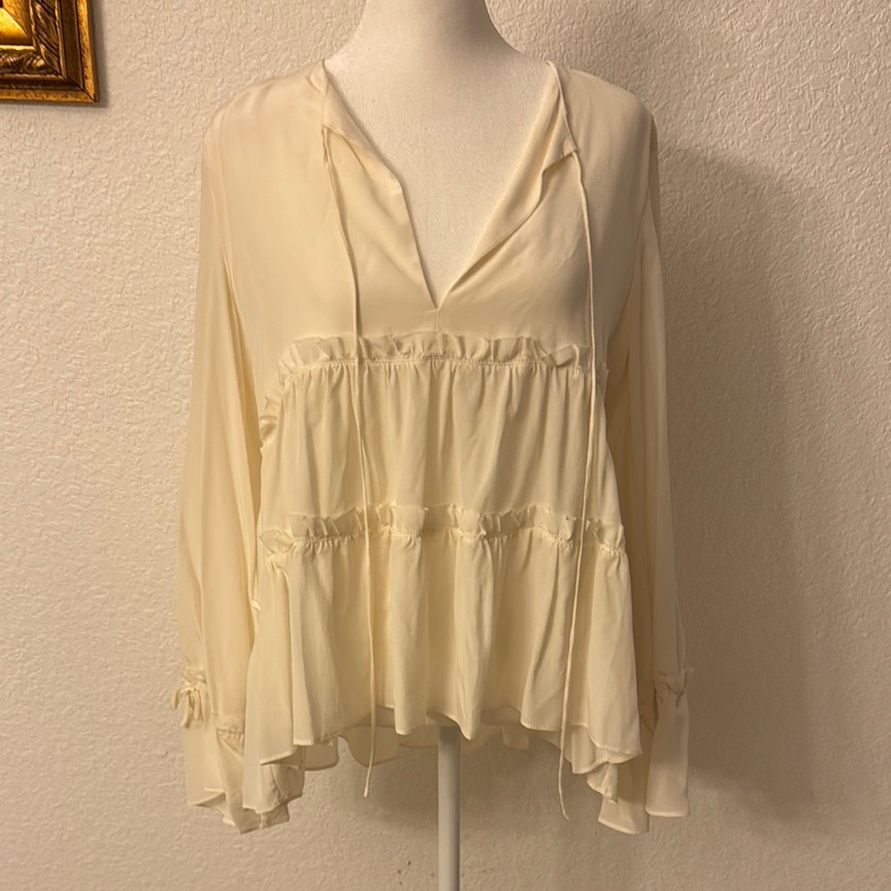 Alexis Cream Relaxed Ruffled Blouse - Picture 11 of 13